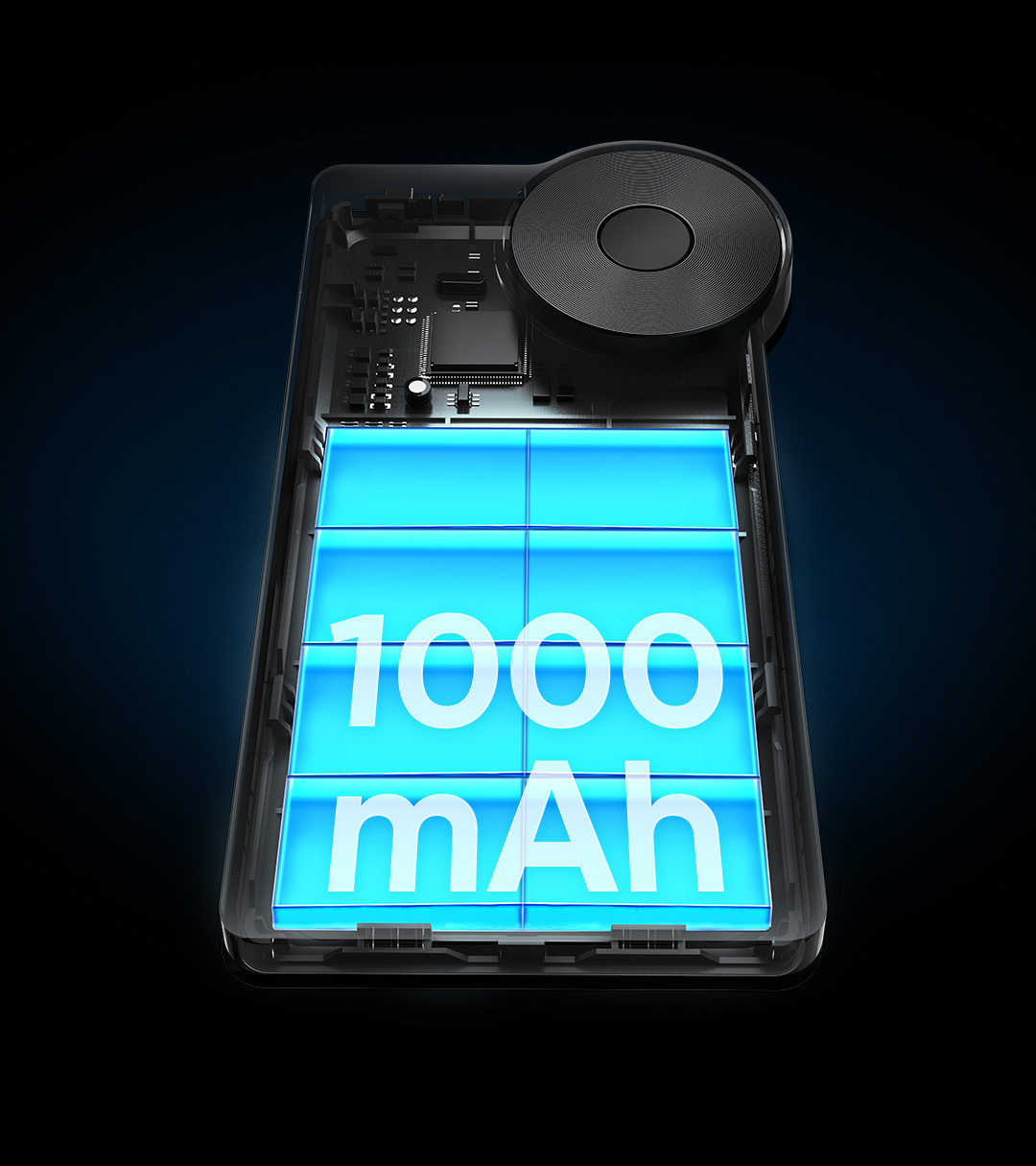 Batería de gran capacidad de 1000 mAh. Le proporciona la energía durante varios días.